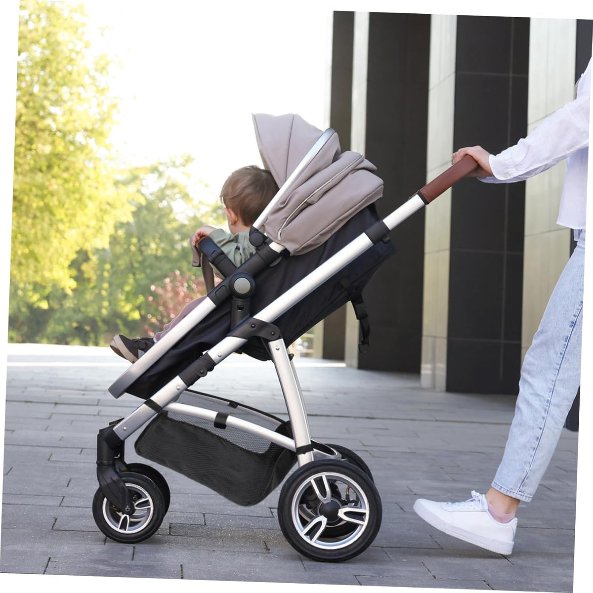 Baby Stroller Storage Basket Organizer under Stroller Bottom Bag Lightweight Portable Large Capacity for Baby Essentials