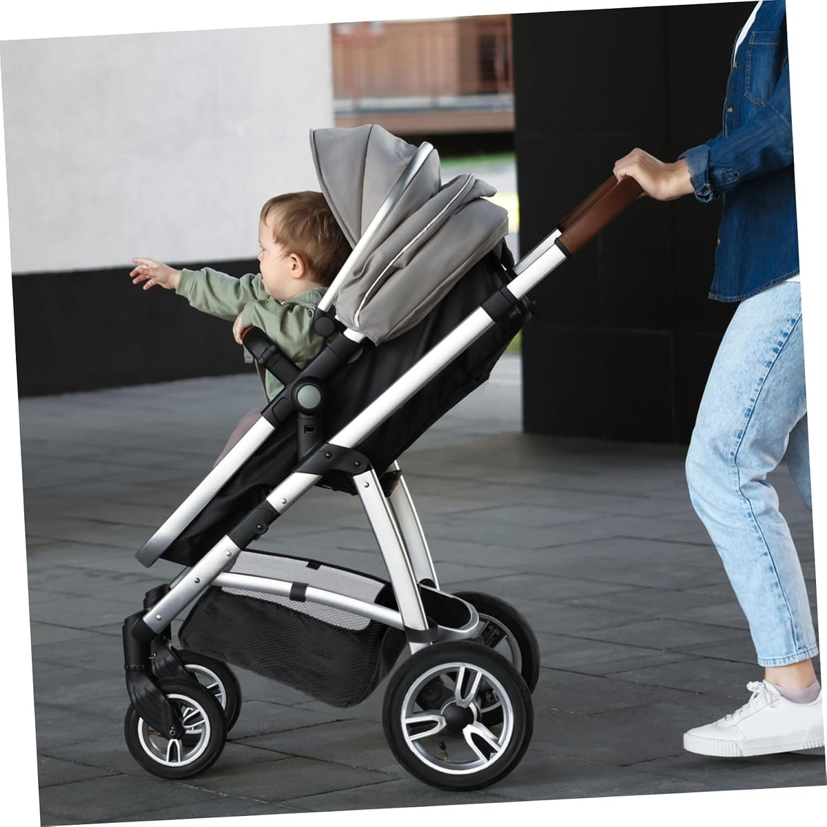 Baby Stroller Storage Basket Organizer under Stroller Bottom Bag Lightweight Portable Large Capacity for Baby Essentials
