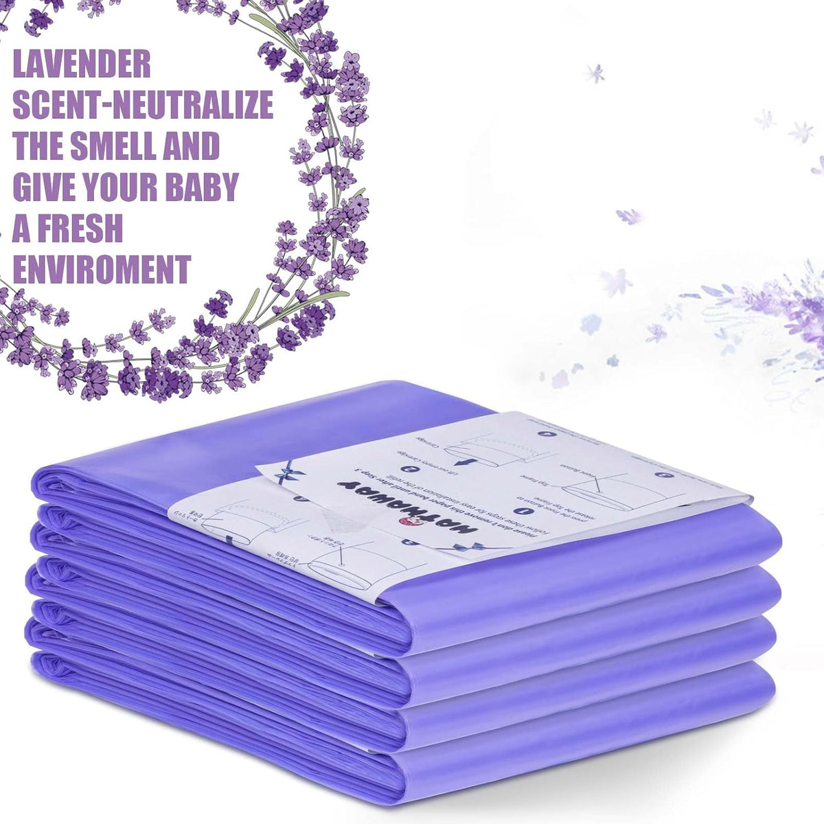 Refills Compatible with Plus Diaper Pail Refills 8 Pack Diaper Pail Liners with Lavender Scent