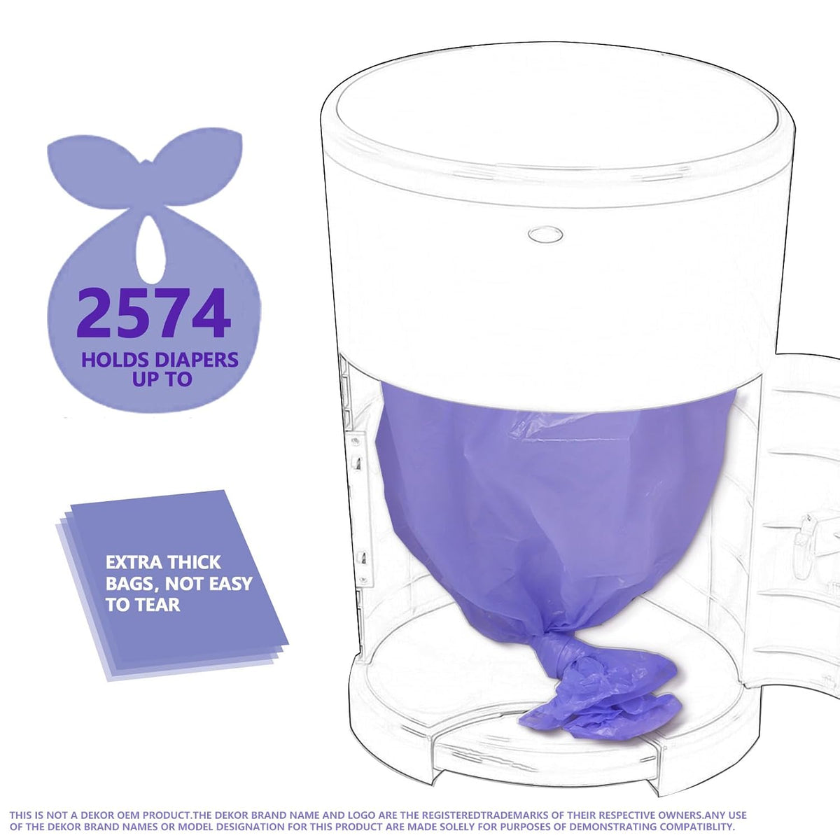 Refills Compatible with Plus Diaper Pail Refills 8 Pack Diaper Pail Liners with Lavender Scent