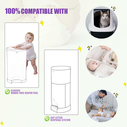Refills Compatible with Plus Diaper Pail Refills 8 Pack Diaper Pail Liners with Lavender Scent