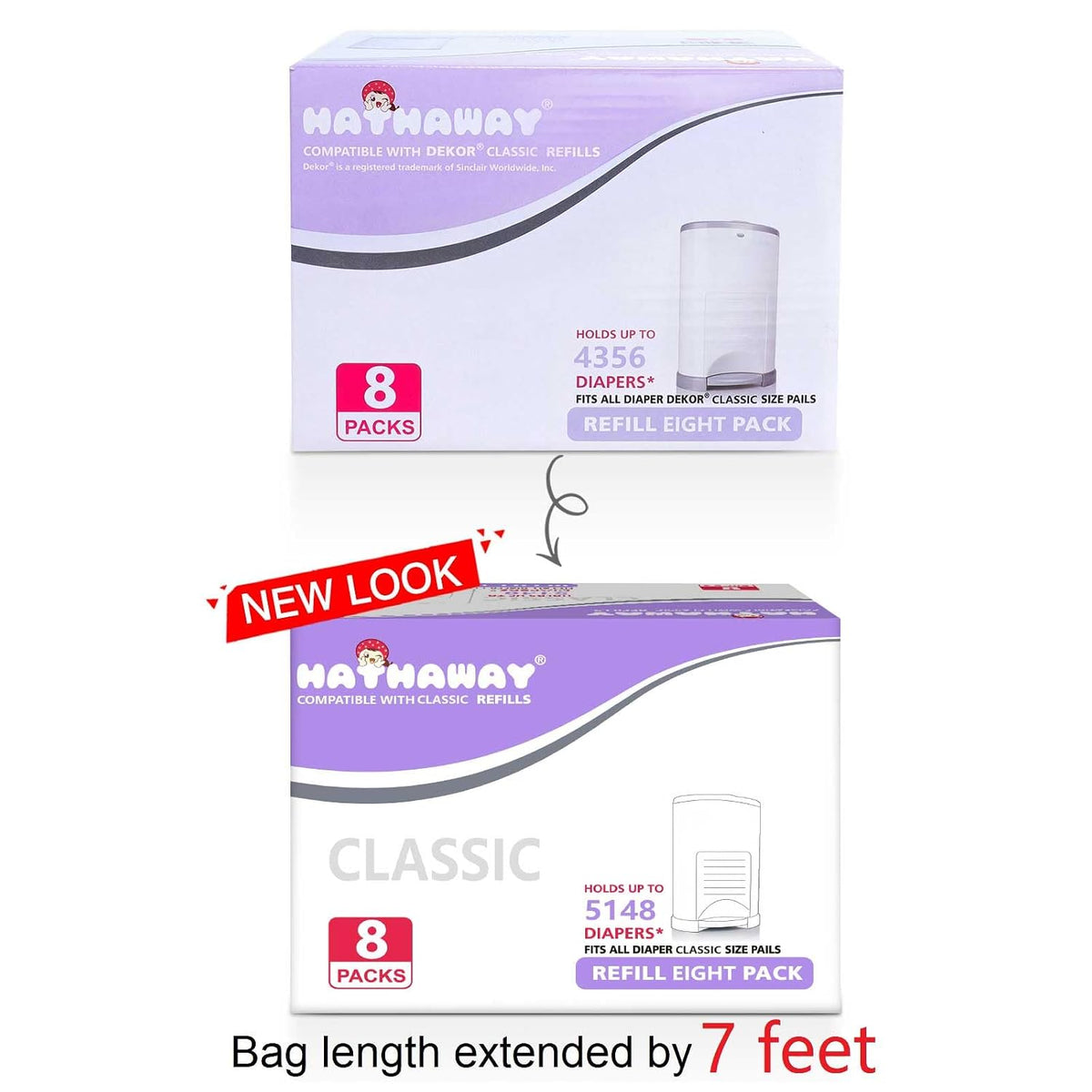 Refills Compatible with Plus Diaper Pail Refills 8 Pack Diaper Pail Liners with Lavender Scent