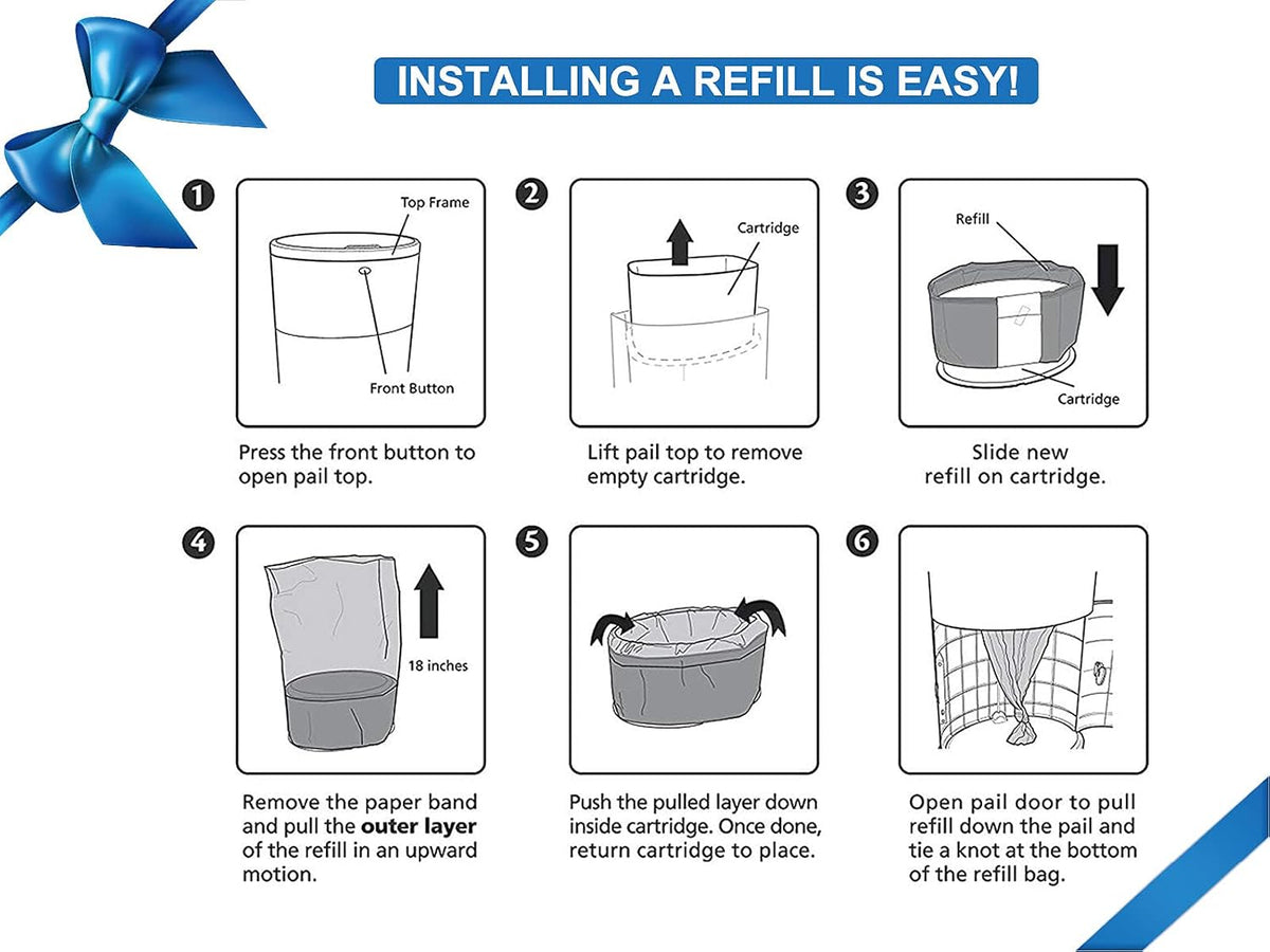 Refills Compatible with Plus Diaper Pail Refills 8 Pack Diaper Pail Liners with Lavender Scent