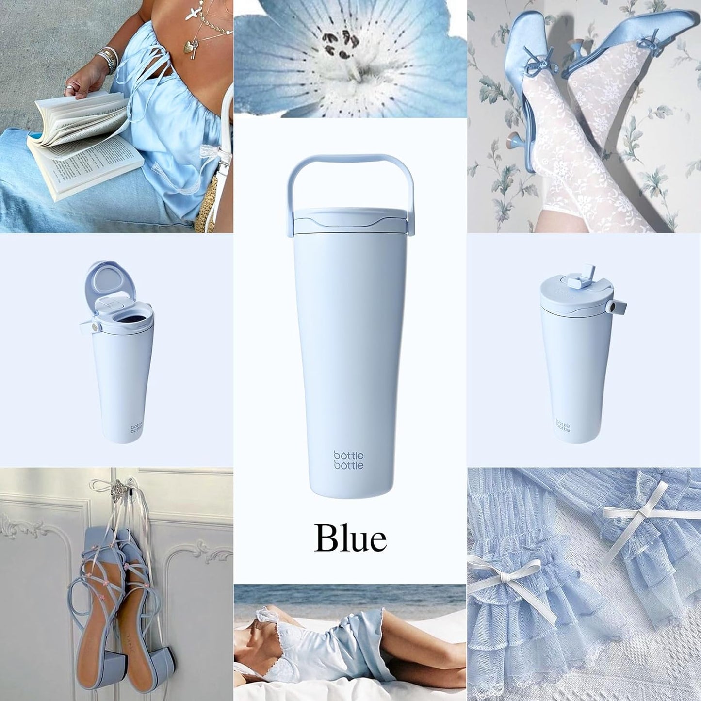 BOTTLE BOTTLE Insulated Tumbler with Handle and Straw Lid 30oz(Gray) | Stainless Steel Leak-Proof Water Bottle,for Hot & Cold Drinks,Add Ice Without Unscrewing,BPA-Free,for Travel,Sports,Office