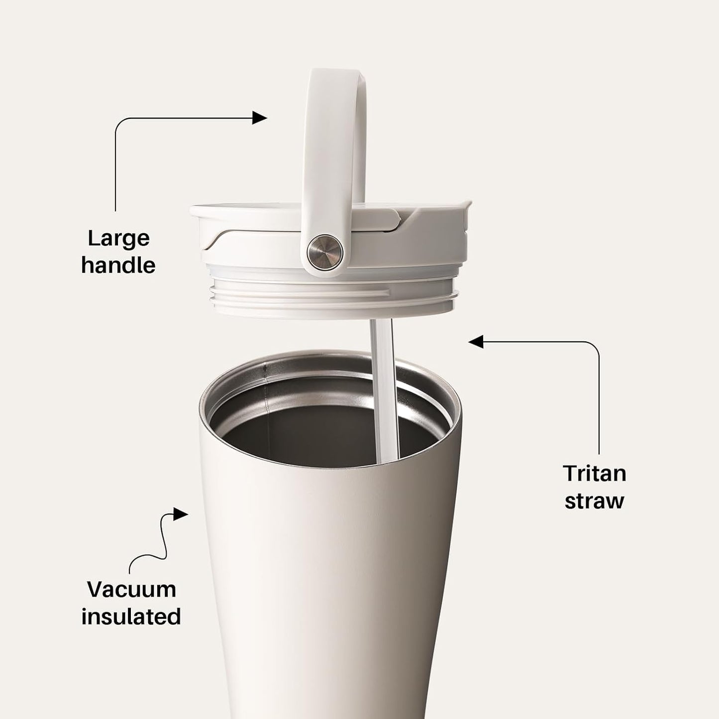 BOTTLE BOTTLE Insulated Tumbler with Handle and Straw Lid 30oz(Gray) | Stainless Steel Leak-Proof Water Bottle,for Hot & Cold Drinks,Add Ice Without Unscrewing,BPA-Free,for Travel,Sports,Office