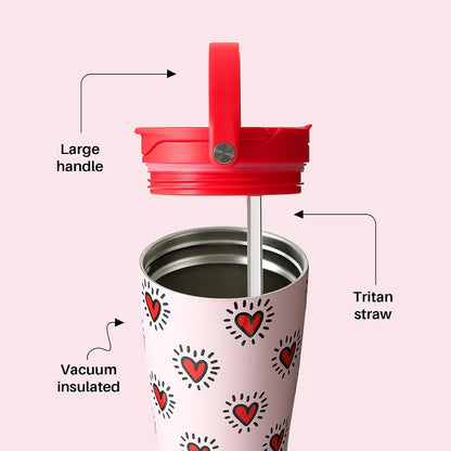 BOTTLE BOTTLE Insulated Tumbler with Handle and Straw Lid 30oz(Gray) | Stainless Steel Leak-Proof Water Bottle,for Hot & Cold Drinks,Add Ice Without Unscrewing,BPA-Free,for Travel,Sports,Office