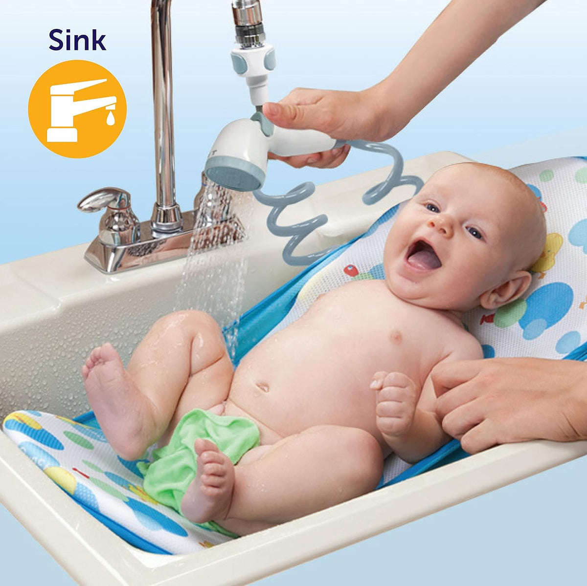 Playtex Baby 2-in-1 Shower Sprayer for Baby and Toddler Bath Time, Blue/White, 10-foot Hose