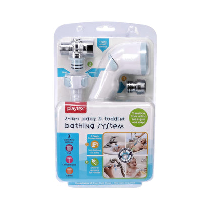 Playtex Baby 2-in-1 Shower Sprayer for Baby and Toddler Bath Time, Blue/White, 10-foot Hose