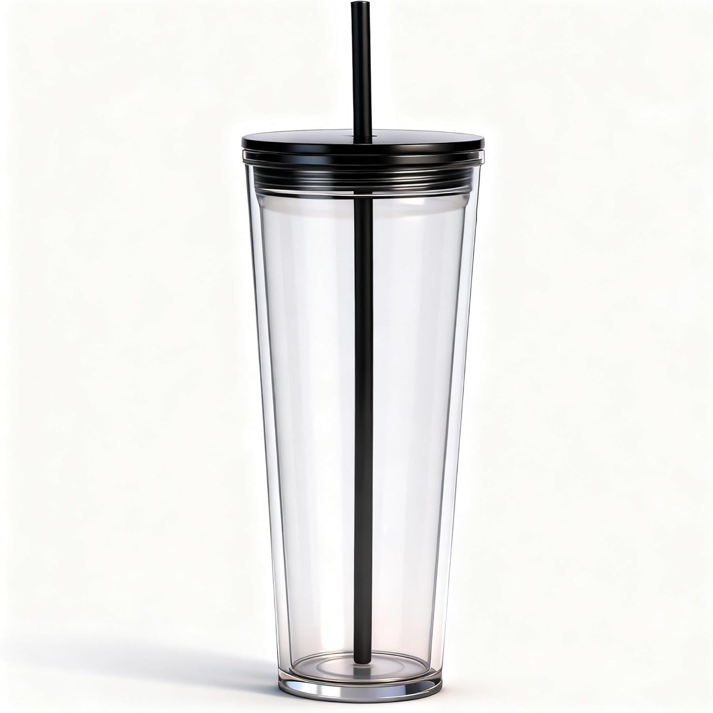 24oz Tumbler with Lid and Straw, Leak Proof and Double Wall Insulated Reusable Plastic Cups,Travel Reusable Iced Coffee Cup (1, Black)