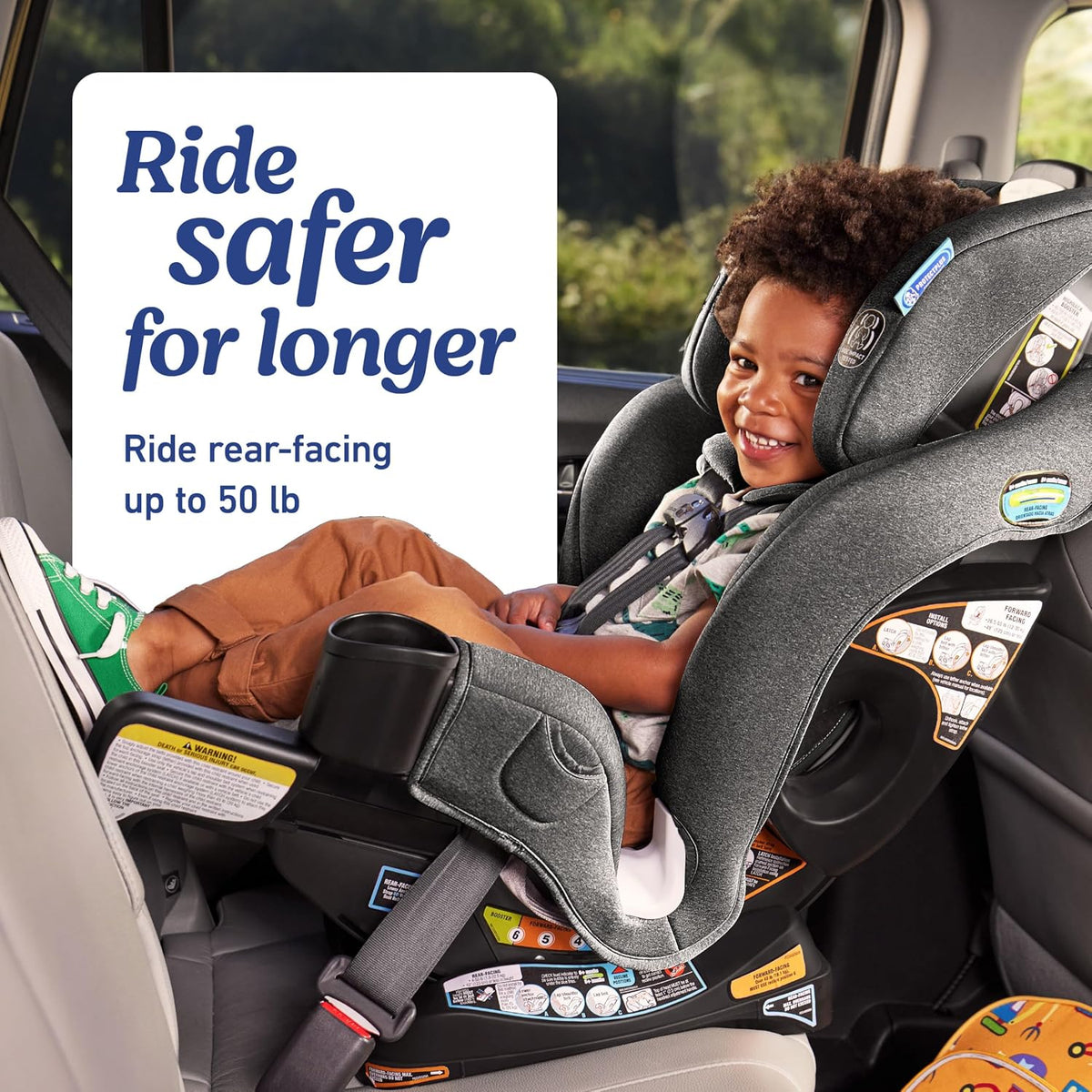 Extend2Fit 3-in-1 Convertible Car Seat, 3 Modes – Rear Facing, Forward Facing Baby Car Seat and Highback Booster Seat, Adjustable Extension Panel for Extra Legroom, Ashten
