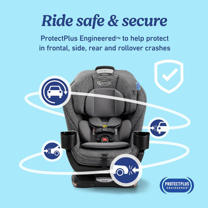 Extend2Fit 3-in-1 Convertible Car Seat, 3 Modes – Rear Facing, Forward Facing Baby Car Seat and Highback Booster Seat, Adjustable Extension Panel for Extra Legroom, Ashten