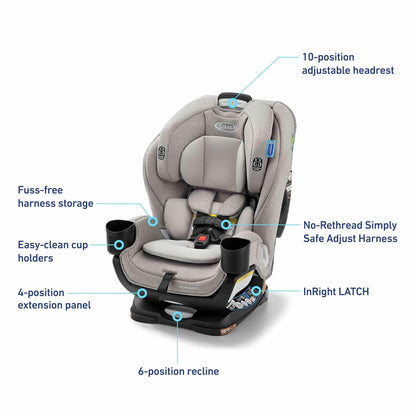 Extend2Fit 3-in-1 Convertible Car Seat, 3 Modes – Rear Facing, Forward Facing Baby Car Seat and Highback Booster Seat, Adjustable Extension Panel for Extra Legroom, Ashten