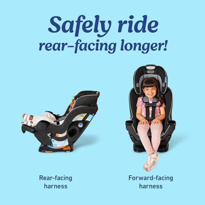 Extend2Fit 3-in-1 Convertible Car Seat, 3 Modes – Rear Facing, Forward Facing Baby Car Seat and Highback Booster Seat, Adjustable Extension Panel for Extra Legroom, Ashten