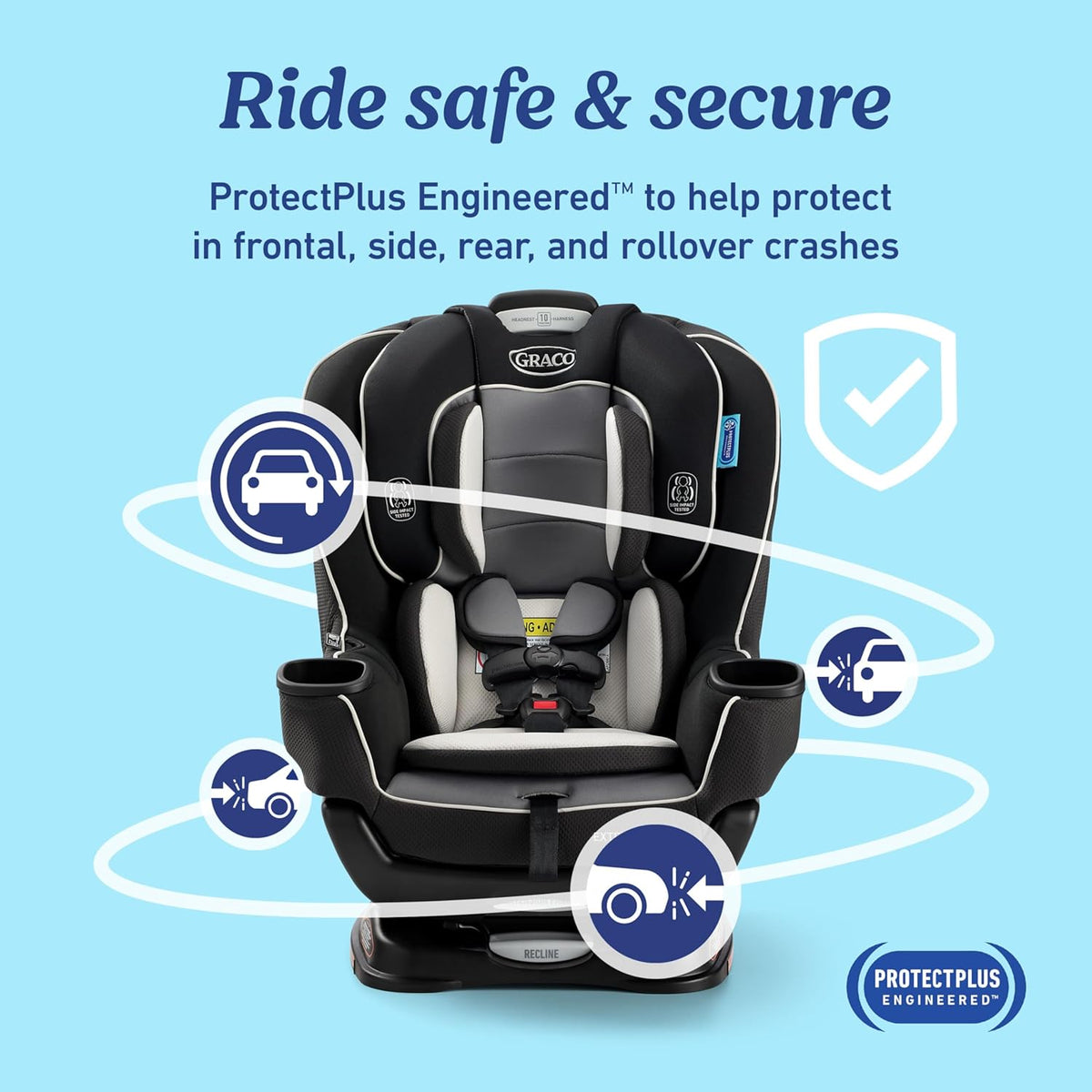 Extend2Fit 3-in-1 Convertible Car Seat, 3 Modes – Rear Facing, Forward Facing Baby Car Seat and Highback Booster Seat, Adjustable Extension Panel for Extra Legroom, Ashten