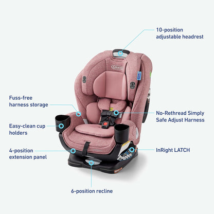 Extend2Fit 3-in-1 Convertible Car Seat, 3 Modes – Rear Facing, Forward Facing Baby Car Seat and Highback Booster Seat, Adjustable Extension Panel for Extra Legroom, Ashten