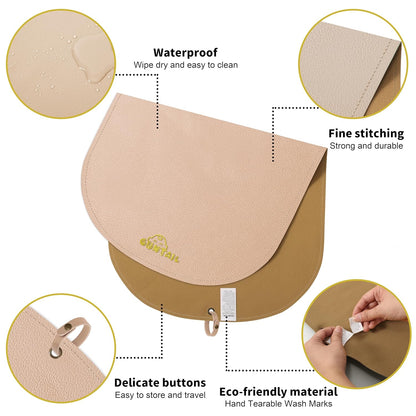 Portable Baby Diaper Changing Mat,Soft Faux Leather, Wipeable & Easy to Clean,for Home or Travel, Waterproof, with Storage Strap,Easily Put into Diaper Bag,30 x 17 in (Beige)