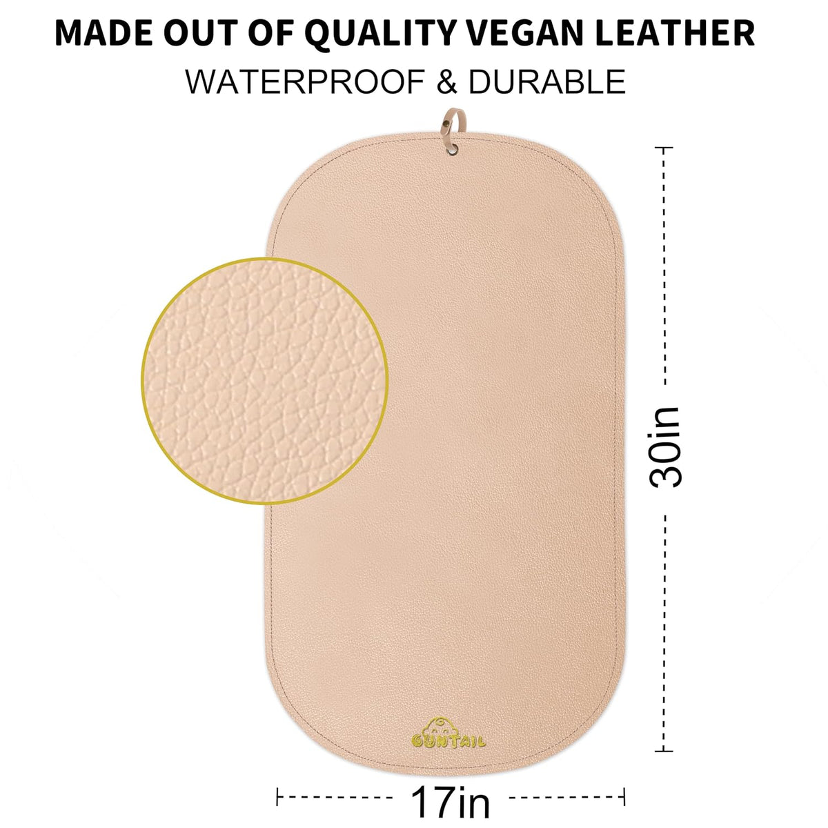 Portable Baby Diaper Changing Mat,Soft Faux Leather, Wipeable & Easy to Clean,for Home or Travel, Waterproof, with Storage Strap,Easily Put into Diaper Bag,30 x 17 in (Beige)
