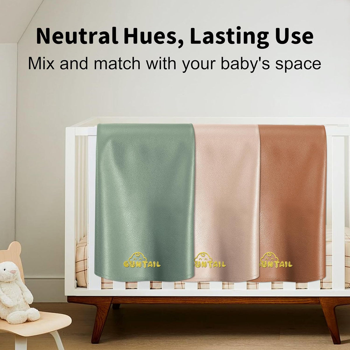 Portable Baby Diaper Changing Mat,Soft Faux Leather, Wipeable & Easy to Clean,for Home or Travel, Waterproof, with Storage Strap,Easily Put into Diaper Bag,30 x 17 in (Beige)