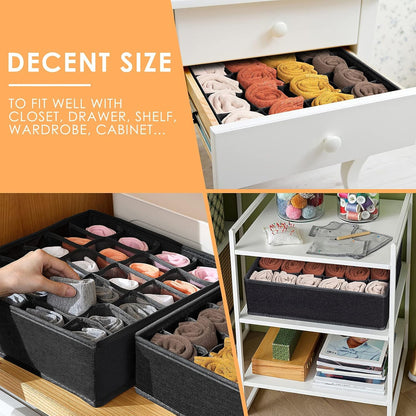 9 Pack Drawer Organizer Dividers for Clothing, Fabric Foldable Closet Organization and Storage Boxes for Sock, Underwear, Ties, Baby Clothes