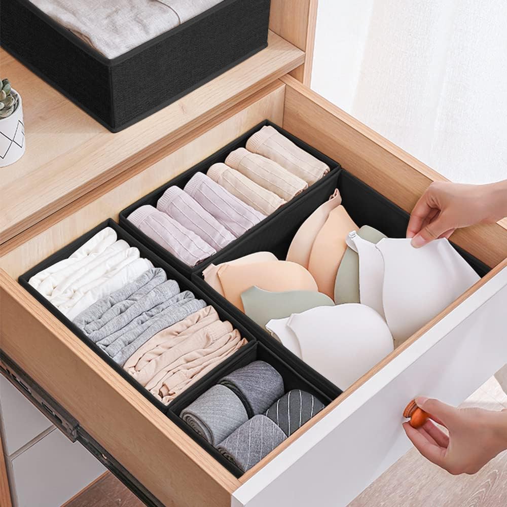 9 Pack Drawer Organizer Dividers for Clothing, Fabric Foldable Closet Organization and Storage Boxes for Sock, Underwear, Ties, Baby Clothes