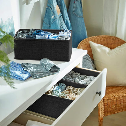 9 Pack Drawer Organizer Dividers for Clothing, Fabric Foldable Closet Organization and Storage Boxes for Sock, Underwear, Ties, Baby Clothes