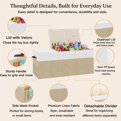 150L Extra Large Toy Storage Box with Lid for Boys Girls Nursery Playroom