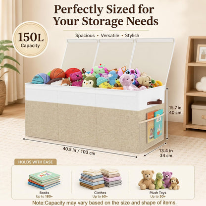 150L Extra Large Toy Storage Box with Lid for Boys Girls Nursery Playroom