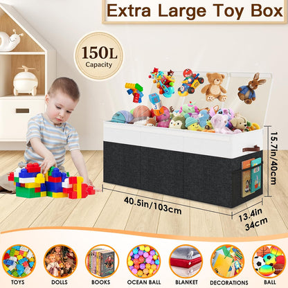 150L Extra Large Toy Storage Box with Lid for Boys Girls Nursery Playroom