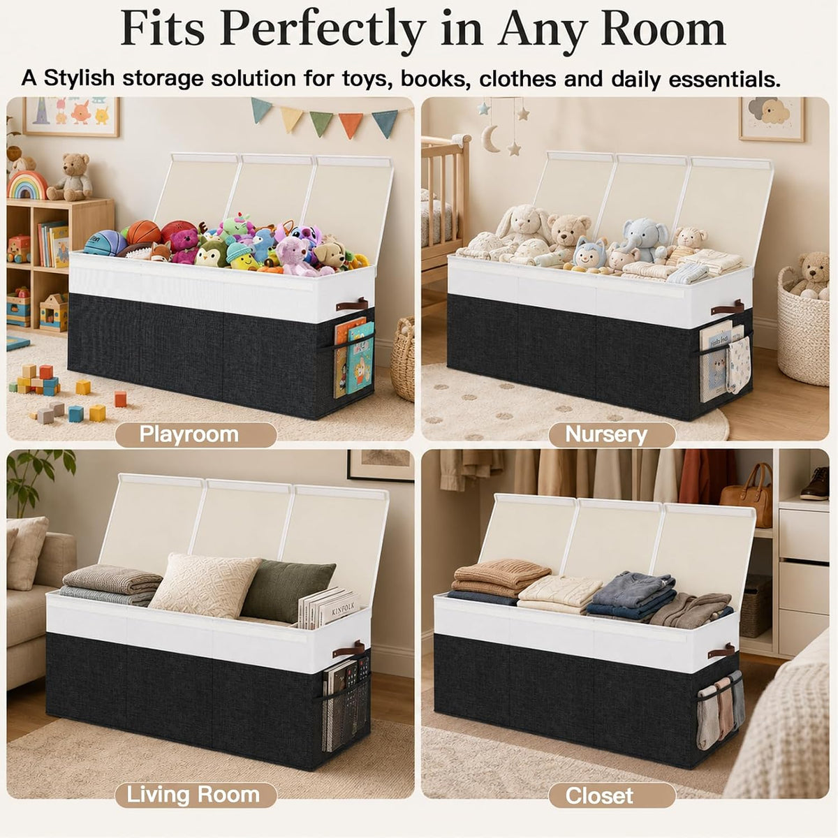 150L Extra Large Toy Storage Box with Lid for Boys Girls Nursery Playroom