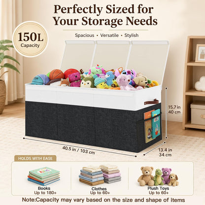 150L Extra Large Toy Storage Box with Lid for Boys Girls Nursery Playroom