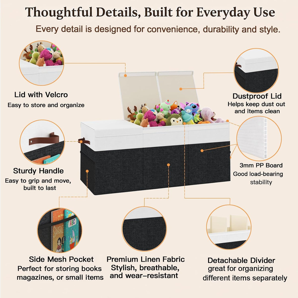 150L Extra Large Toy Storage Box with Lid for Boys Girls Nursery Playroom