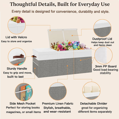 150L Extra Large Toy Storage Box with Lid for Boys Girls Nursery Playroom