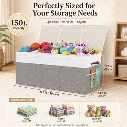 150L Extra Large Toy Storage Box with Lid for Boys Girls Nursery Playroom