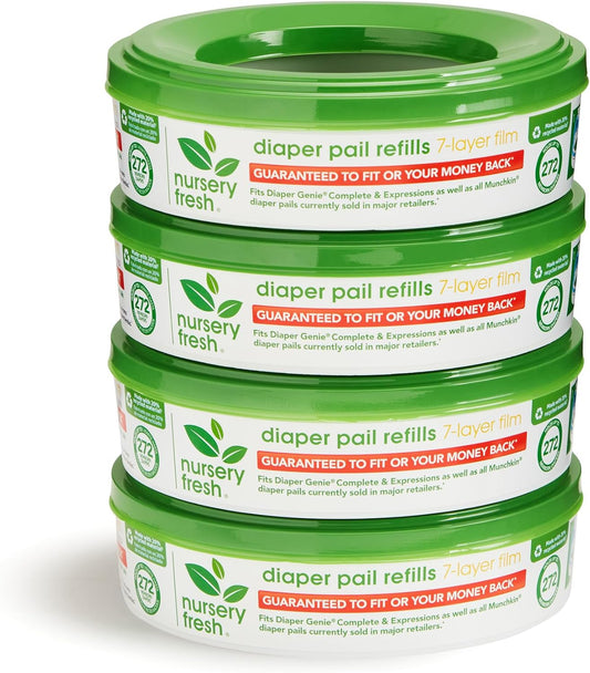 Nursery Fresh® Refill Rings for Diaper Genie® and ® Diaper Pails, Holds up to 1,088 Newborn Diapers, 4 Pack