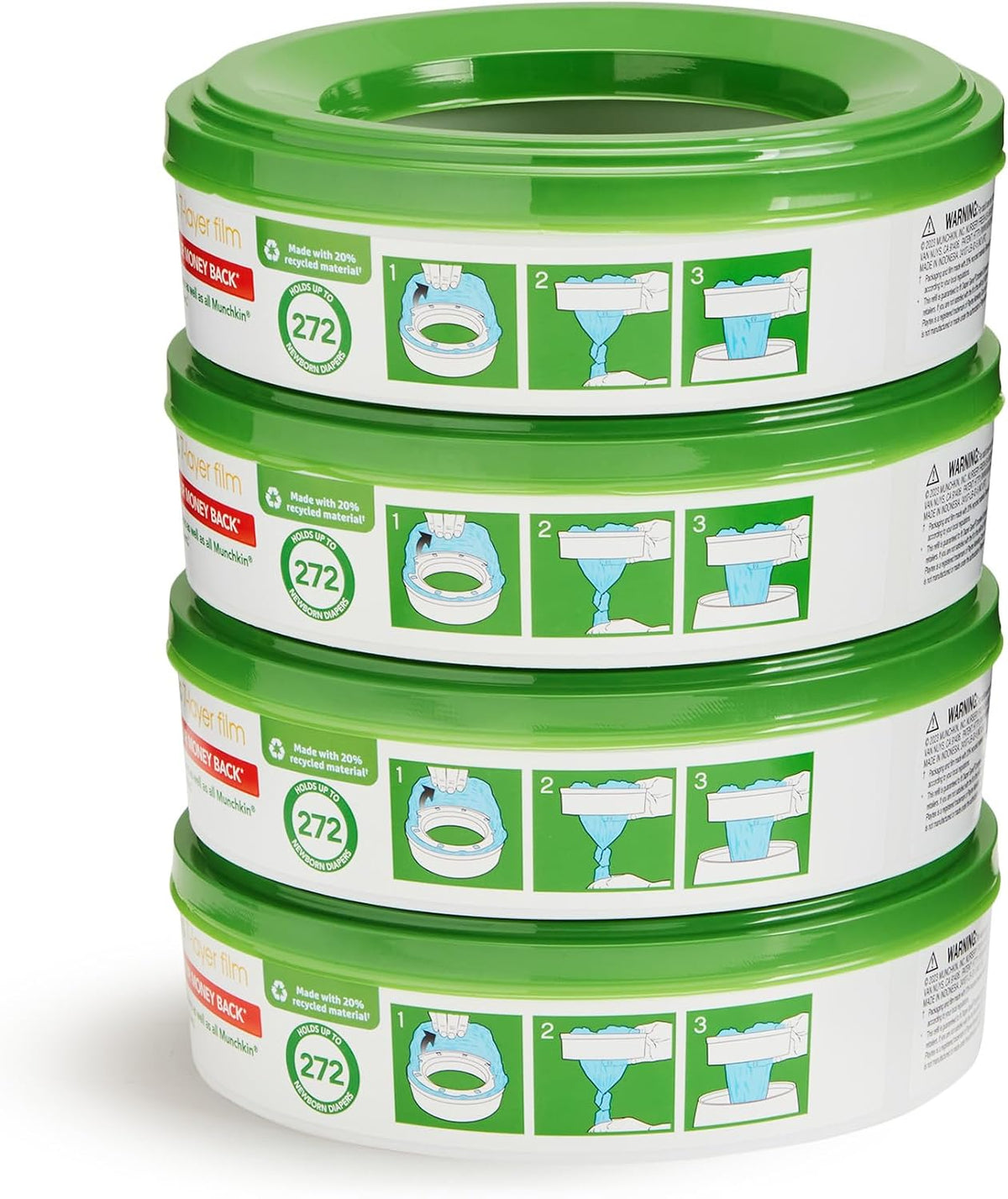 Nursery Fresh® Refill Rings for Diaper Genie® and ® Diaper Pails, Holds up to 1,088 Newborn Diapers, 4 Pack