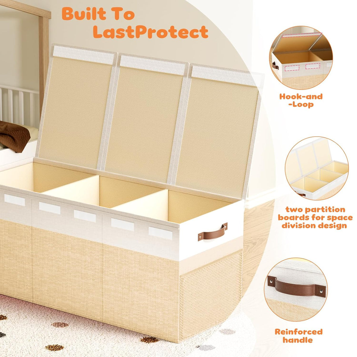 Extra Large Toy Box, Collapsible toy Storage, Kids Organizer, Gray