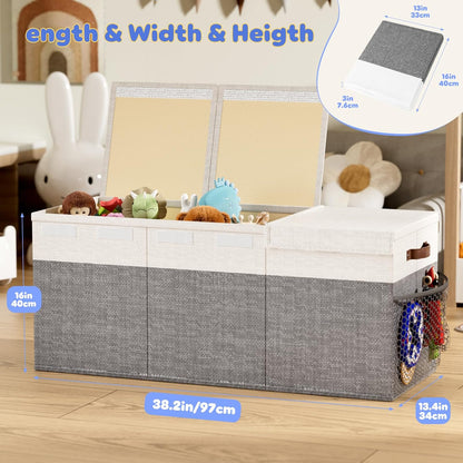Extra Large Toy Box, Collapsible toy Storage, Kids Organizer, Gray