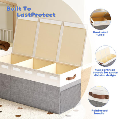 Extra Large Toy Box, Collapsible toy Storage, Kids Organizer, Gray