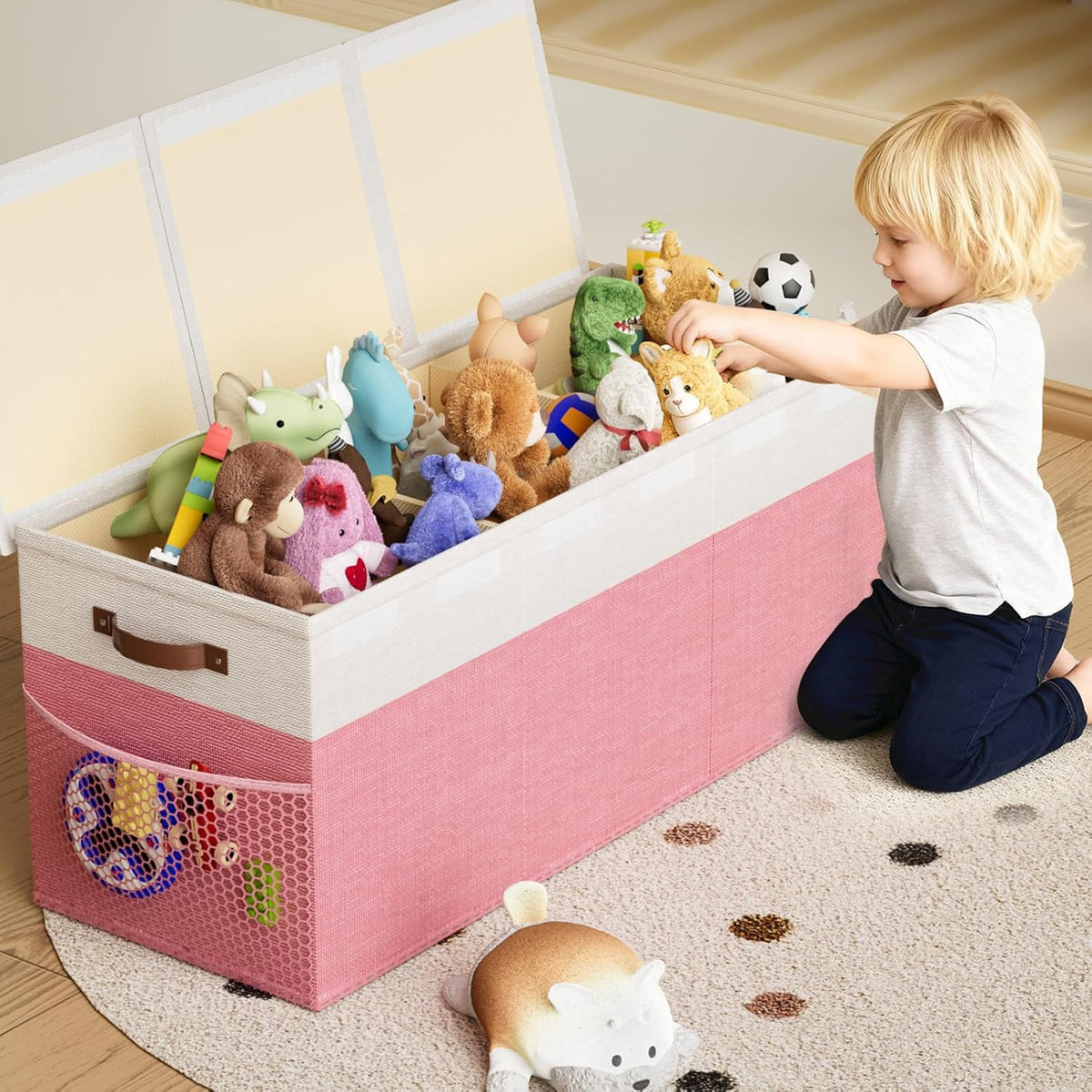 Extra Large Toy Box, Collapsible toy Storage, Kids Organizer, Gray
