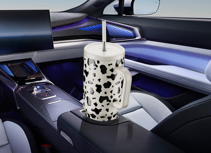 40 oz Tumbler with Handle and Straw: Stainless Steel Insulated Tumbler with Lid and Straw - 100% Leak Proof Tumbler for Car Cup Holders - Travelers Commuters Workers, Red Floral
