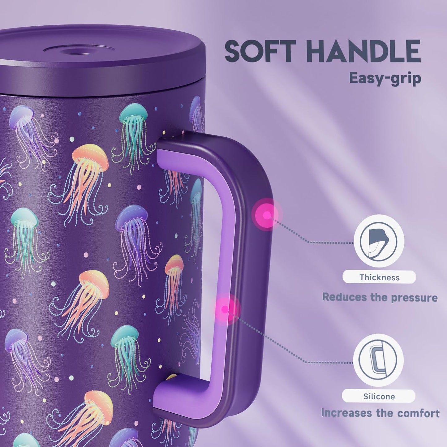 40 oz Tumbler with Handle and Straw: Stainless Steel Insulated Tumbler with Lid and Straw - 100% Leak Proof Tumbler for Car Cup Holders - Travelers Commuters Workers, Red Floral
