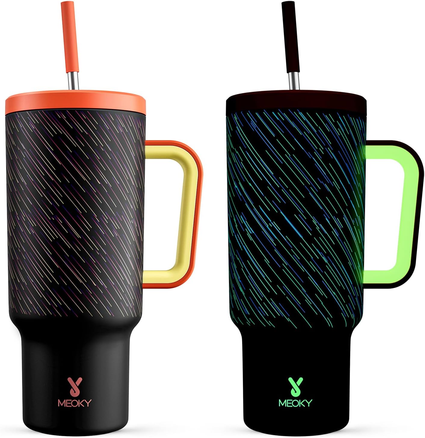 40 oz Tumbler with Handle and Straw: Stainless Steel Insulated Tumbler with Lid and Straw - 100% Leak Proof Tumbler for Car Cup Holders - Travelers Commuters Workers, Red Floral