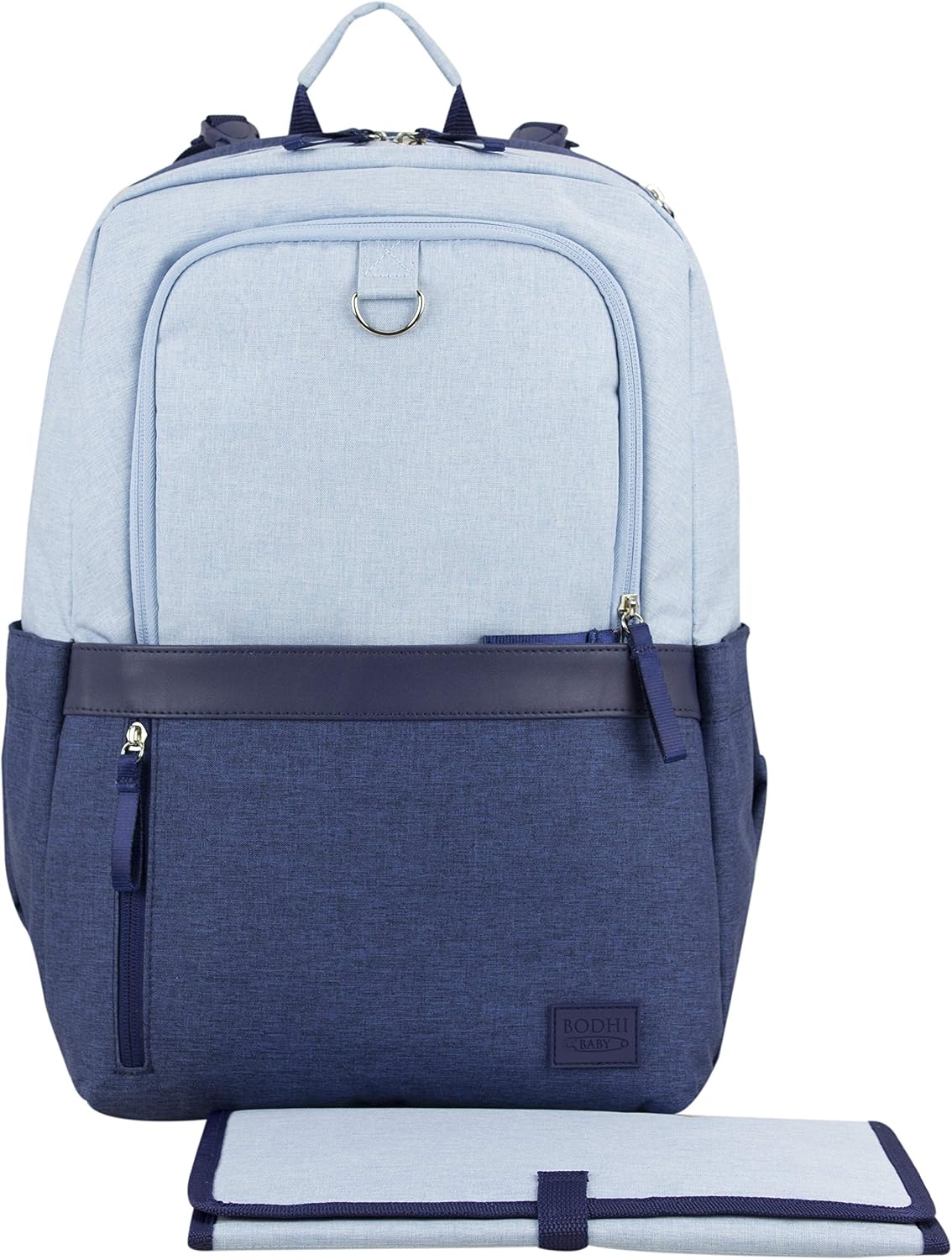 Baby Portable Diaper Changing Pad Diaper Changer Travel Bag, Changing Mat, Baby Changing Station, Infant Gift, Light Blue Chambray
