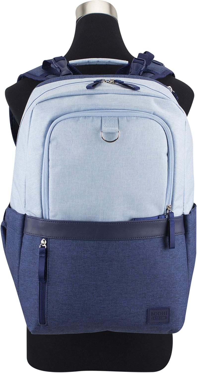 Baby Portable Diaper Changing Pad Diaper Changer Travel Bag, Changing Mat, Baby Changing Station, Infant Gift, Light Blue Chambray