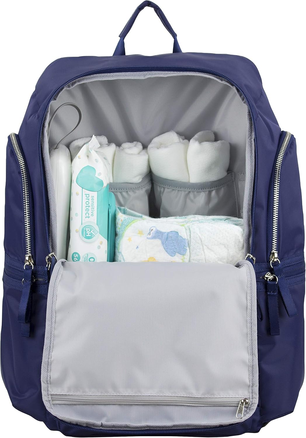 Baby Portable Diaper Changing Pad Diaper Changer Travel Bag, Changing Mat, Baby Changing Station, Infant Gift, Light Blue Chambray