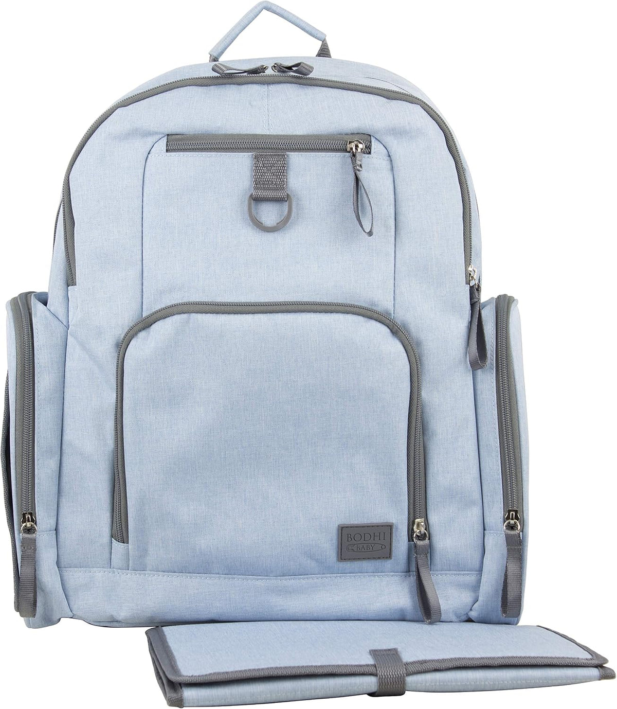 Baby Portable Diaper Changing Pad Diaper Changer Travel Bag, Changing Mat, Baby Changing Station, Infant Gift, Light Blue Chambray