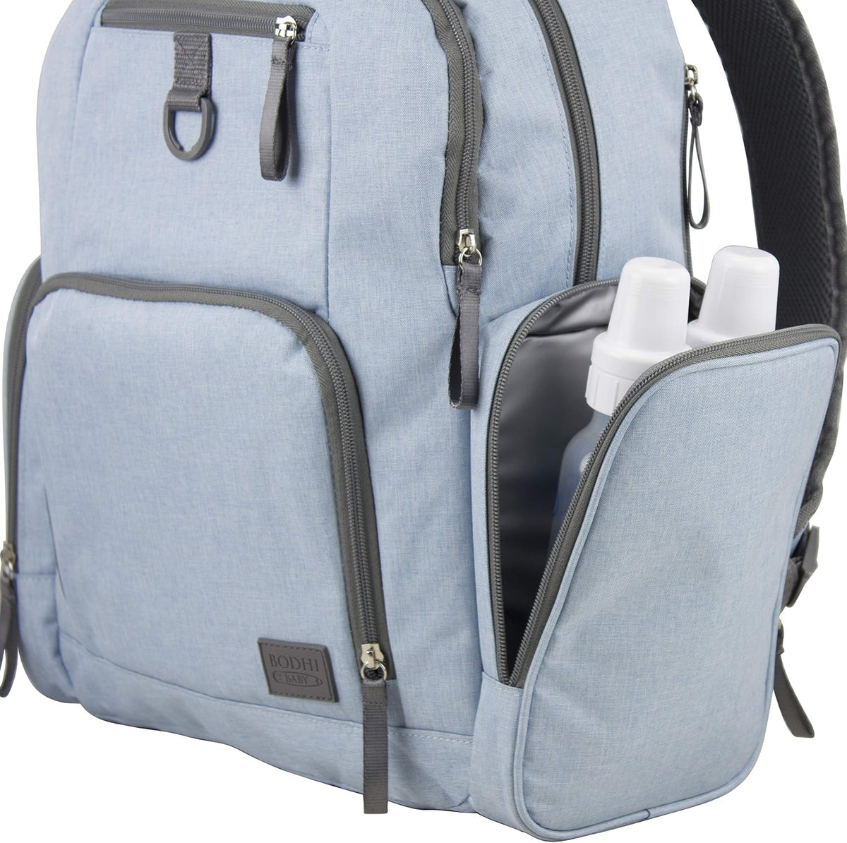 Baby Portable Diaper Changing Pad Diaper Changer Travel Bag, Changing Mat, Baby Changing Station, Infant Gift, Light Blue Chambray
