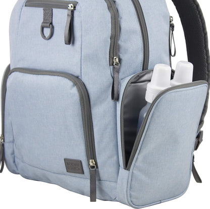 Baby Portable Diaper Changing Pad Diaper Changer Travel Bag, Changing Mat, Baby Changing Station, Infant Gift, Light Blue Chambray