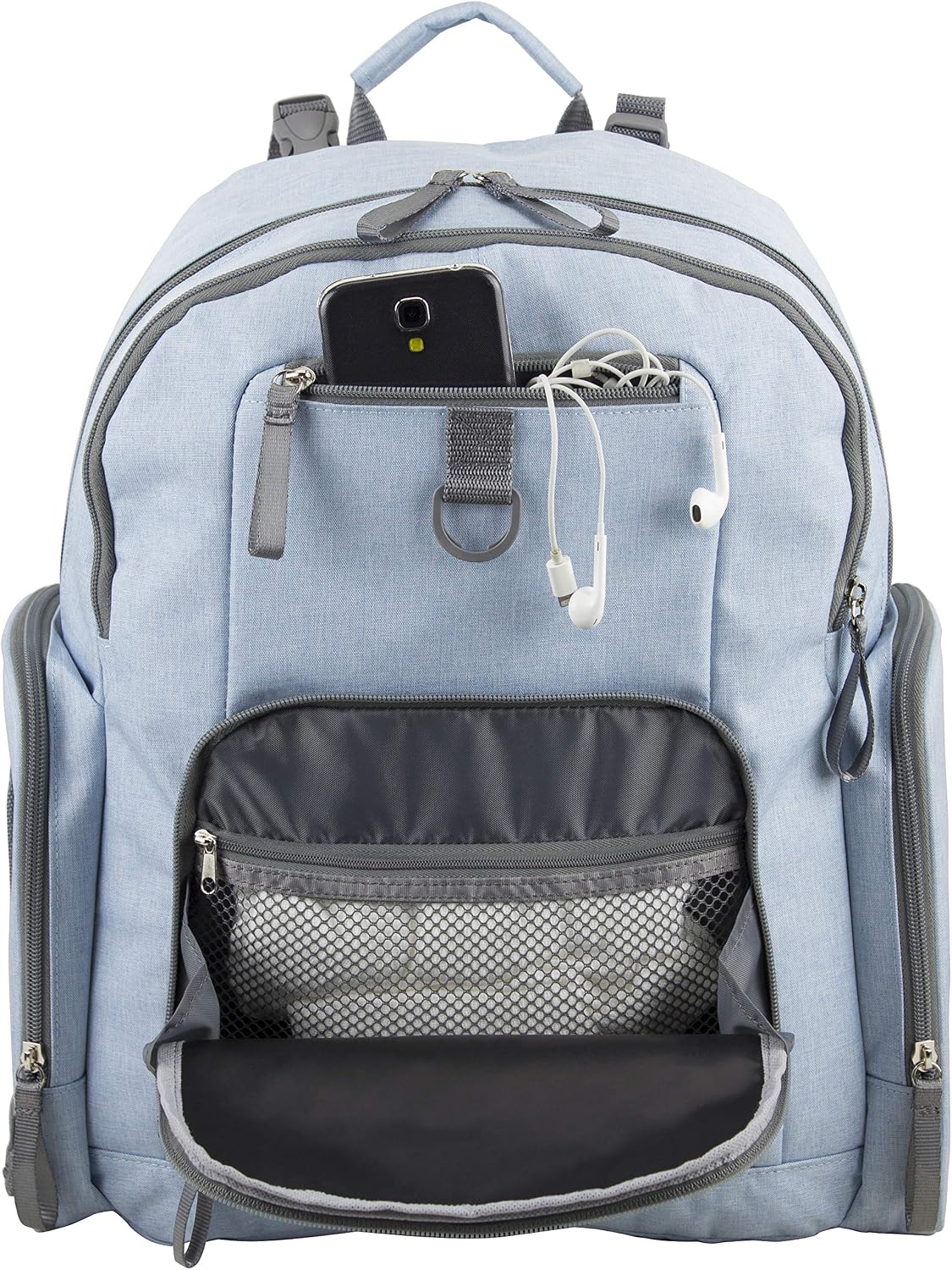 Baby Portable Diaper Changing Pad Diaper Changer Travel Bag, Changing Mat, Baby Changing Station, Infant Gift, Light Blue Chambray