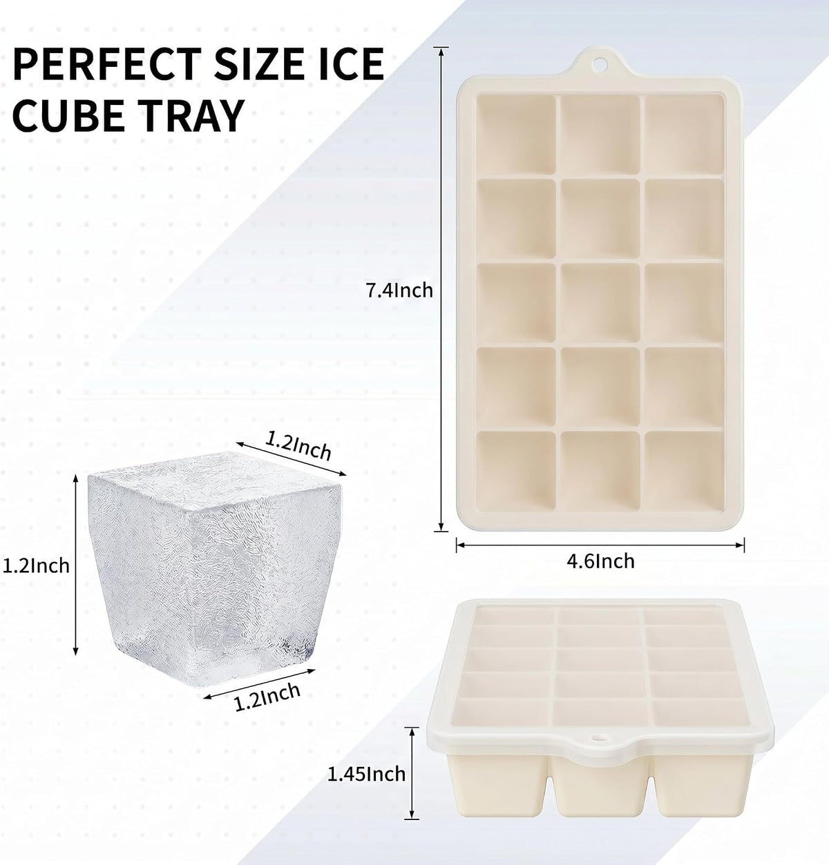 Silicone Ice Cube Tray, Ice Cube Mold, Ice Trays for Freezer with Lid for Whiskey, Cocktail, Drinks and Food, Freezer, BPA Free, Easy Release